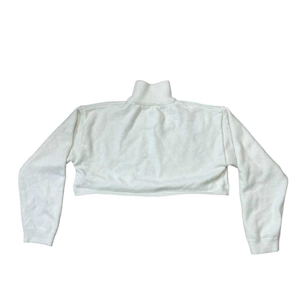 Cider White Cropped Long Sleeve Mock Turtle Neck Sweater NEW Small